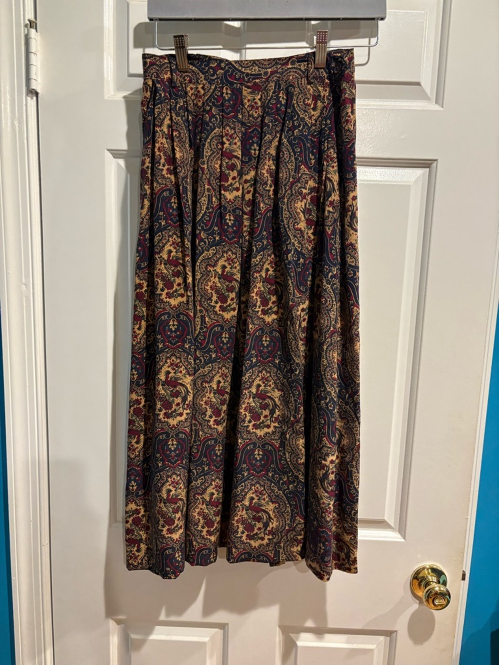 Austin Reed vintage silk midi skirt dark floral whimsigoth brown sz 4/6 S